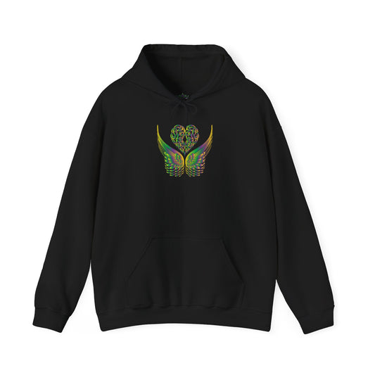 Ethereal Heart and Wings Hoodie for Nature Lovers - Heavy Blend™