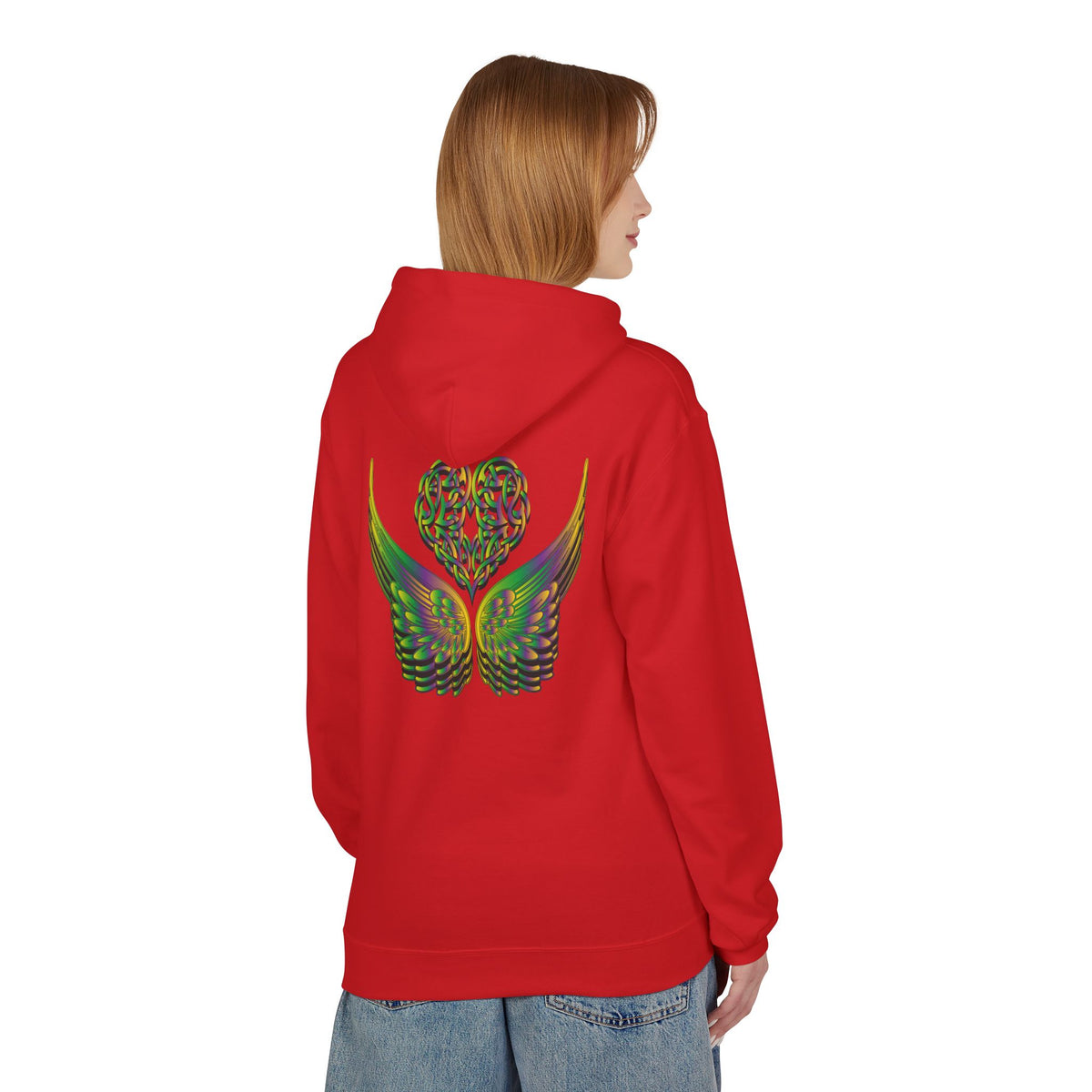 Ethereal Heart & Wings Design - Unisex Softstyle Fleece for All Occasions