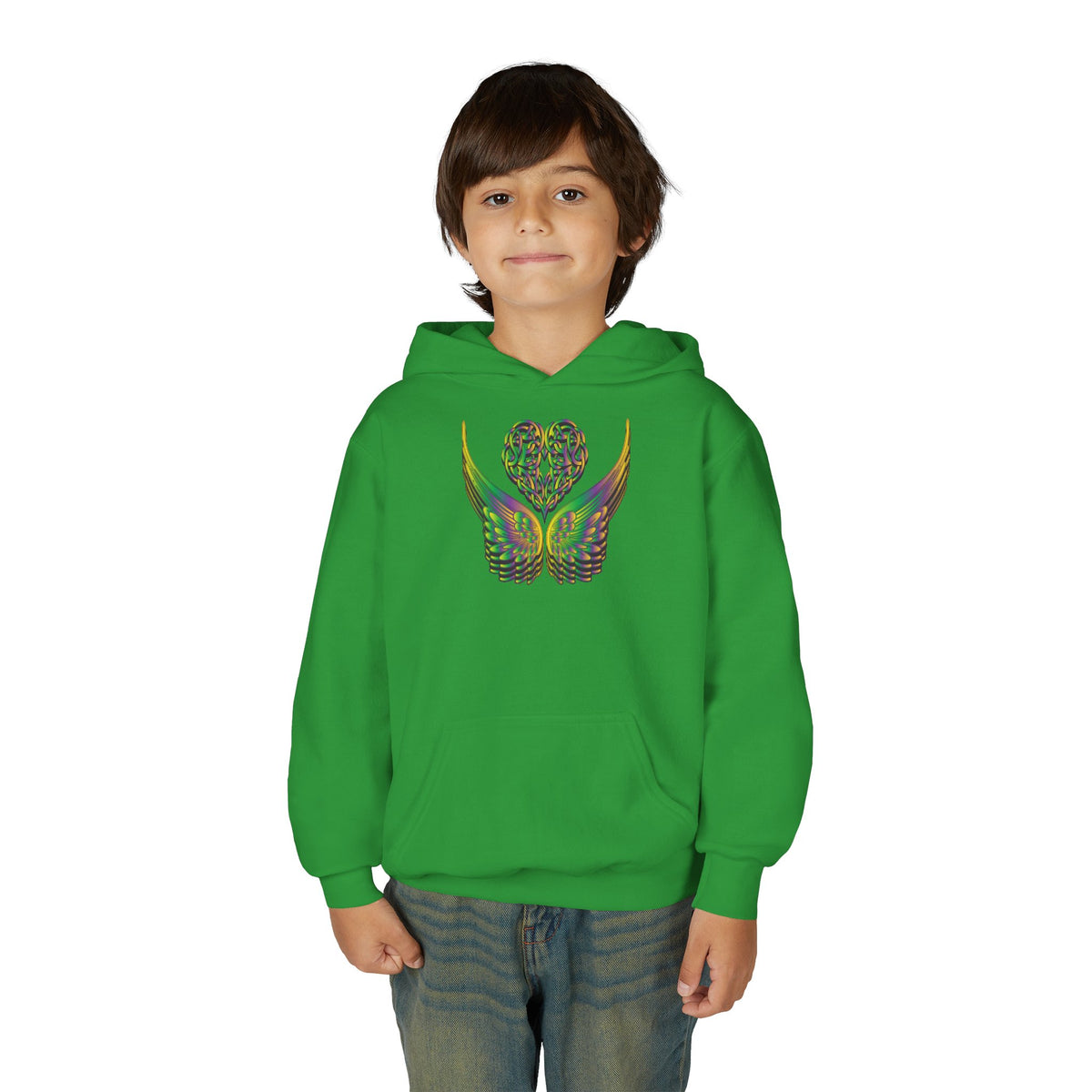 Youth Ethereal Heart and Wings Hoodie - Perfect for Nature Lovers