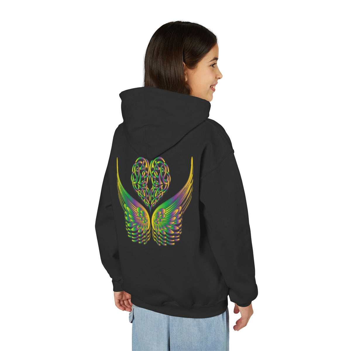 Youth Ethereal Heart and Wings Hoodie - Perfect for Nature Lovers