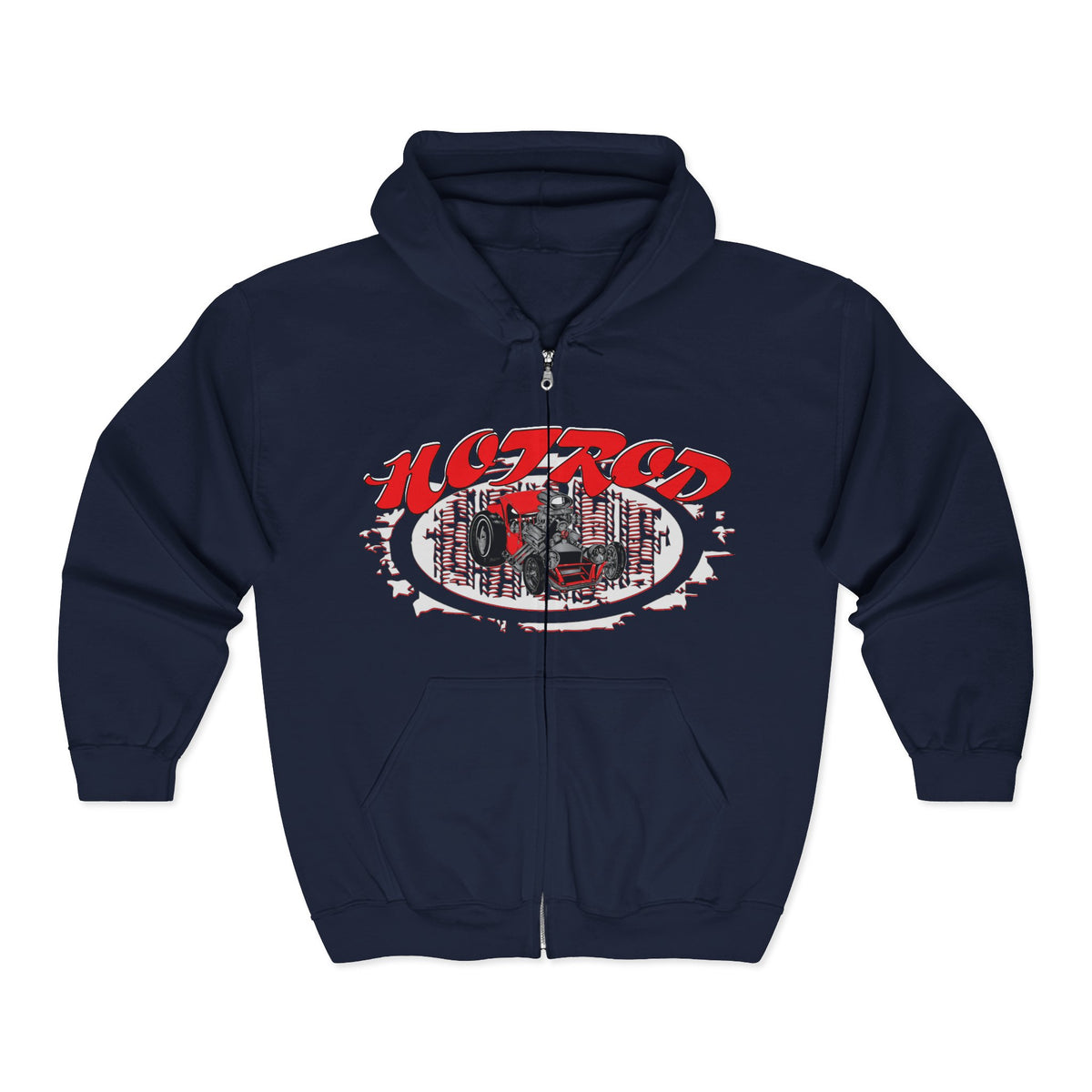 Retro Hotrod Hoodie for Classic Car Enthusiasts - Heavy Blend Full Zip Sweatshirt