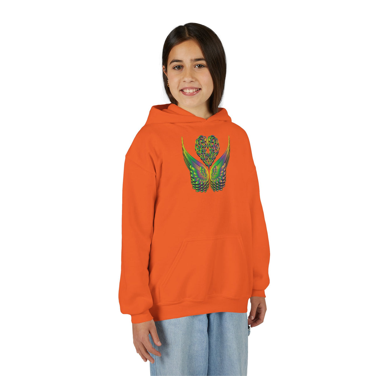 Youth Ethereal Heart and Wings Hoodie - Perfect for Nature Lovers