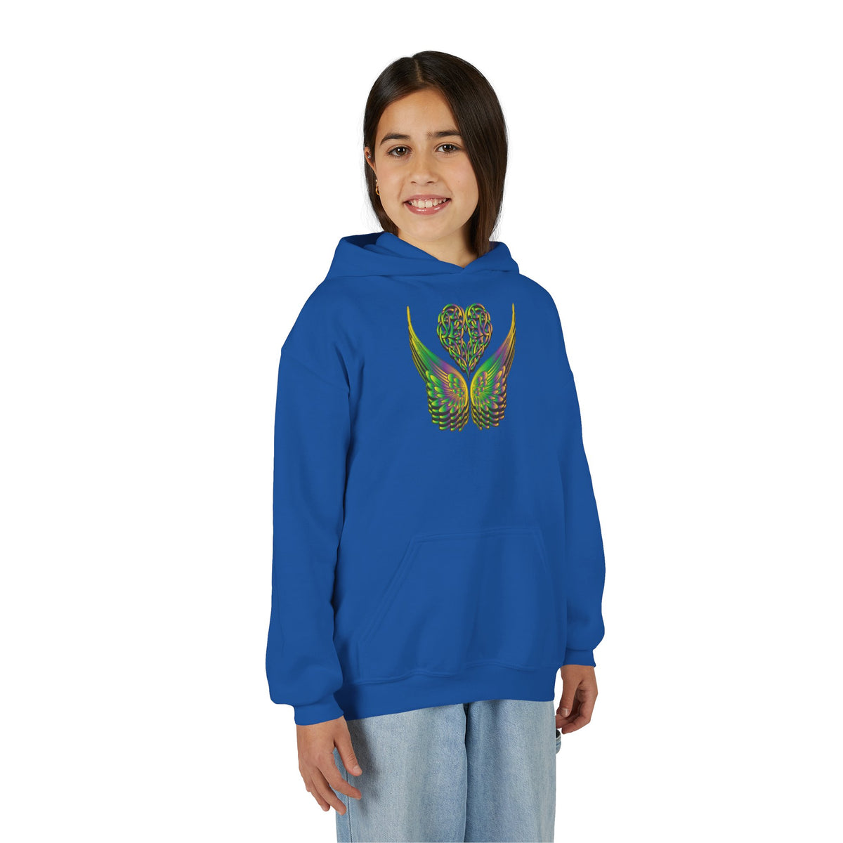 Youth Ethereal Heart and Wings Hoodie - Perfect for Nature Lovers