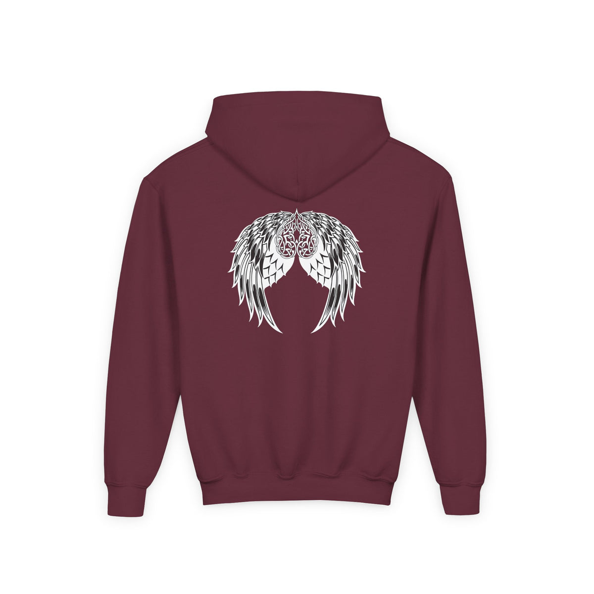 Youth Celtic Heart with Angel Wings Hoodie - Perfect for Nature Lovers
