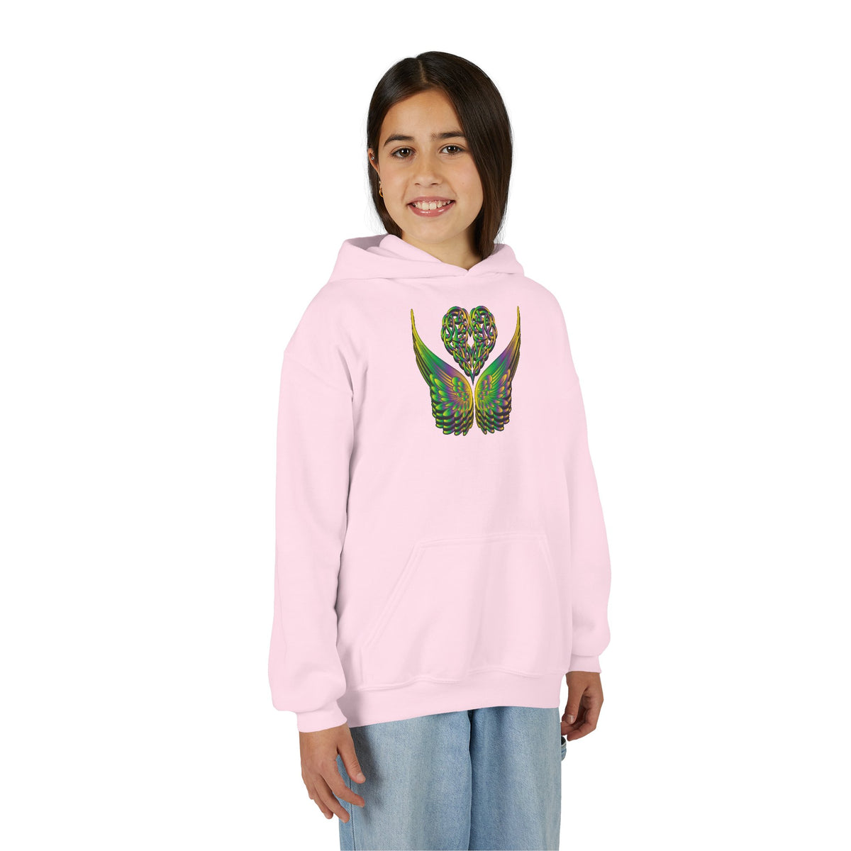 Youth Ethereal Heart and Wings Hoodie - Perfect for Nature Lovers