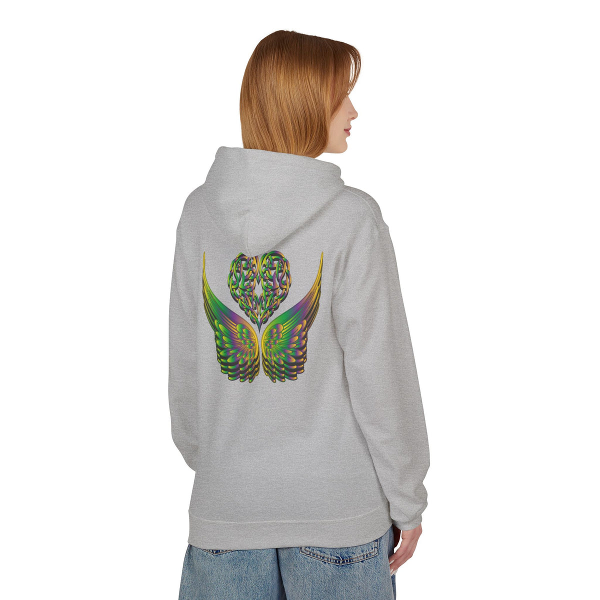 Ethereal Heart & Wings Design - Unisex Softstyle Fleece for All Occasions