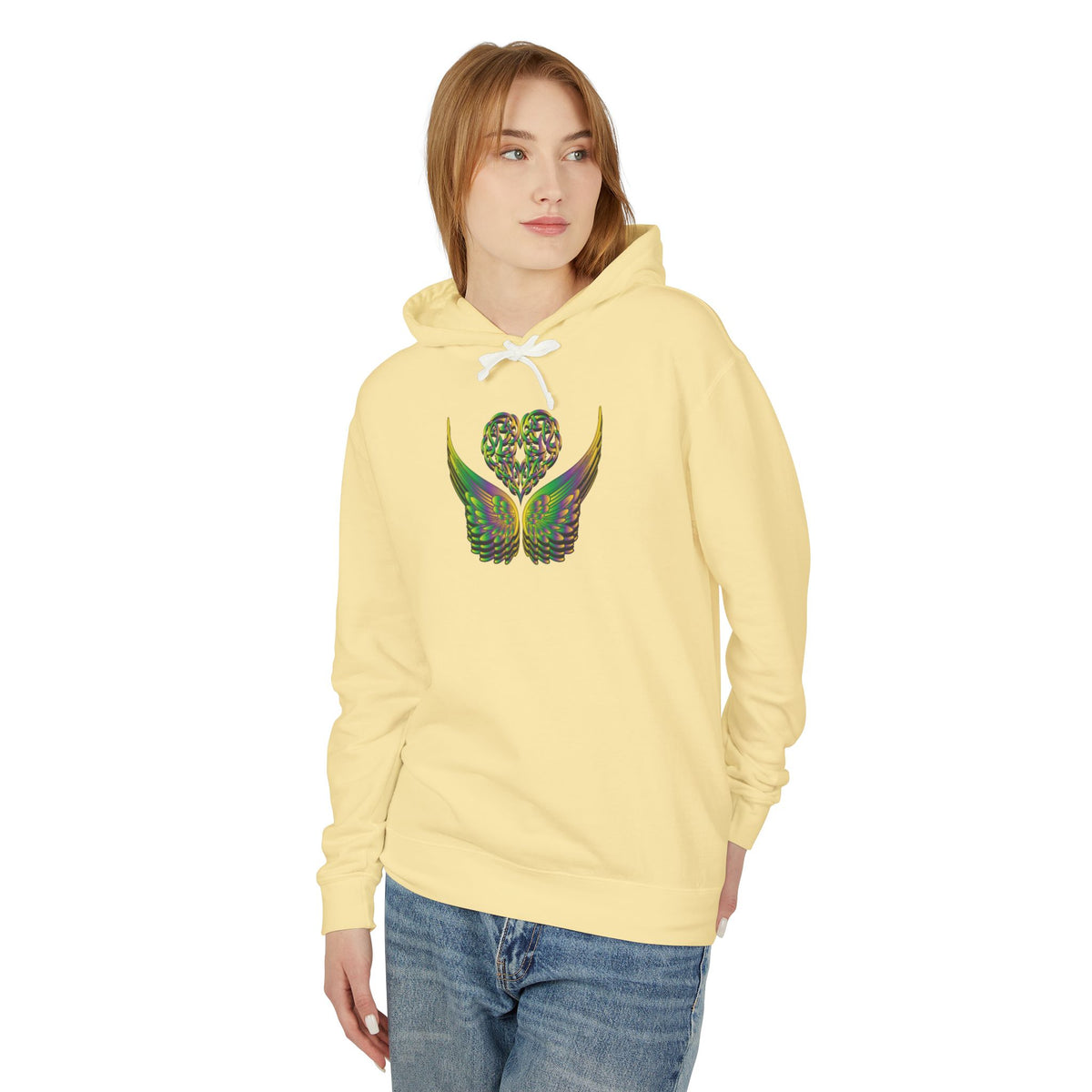 Ethereal Heart and Wings Hoodie for Nature Lovers - Lightweight™