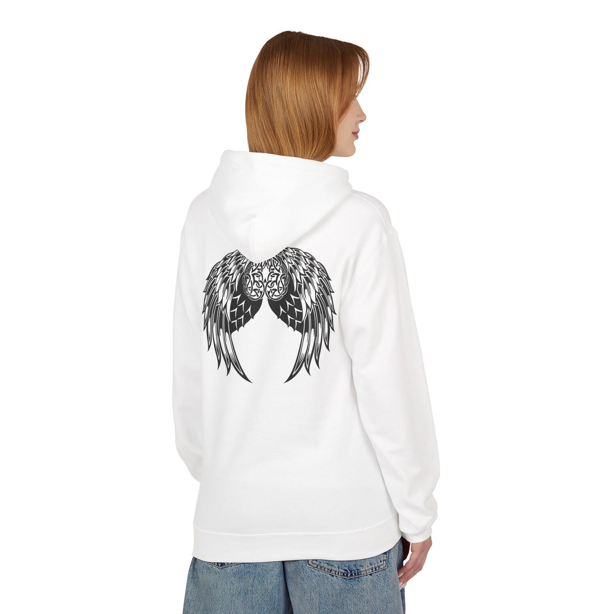 Celtic Heart with Angel Wings Graphic - Medium Weight Hooded Sweatshirt