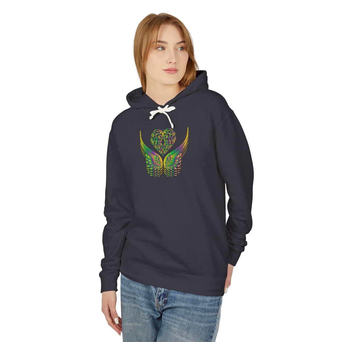 Ethereal Heart and Wings Hoodie for Nature Lovers - Lightweight™