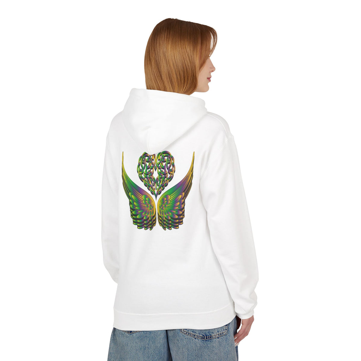 Ethereal Heart & Wings Design - Unisex Softstyle Fleece for All Occasions