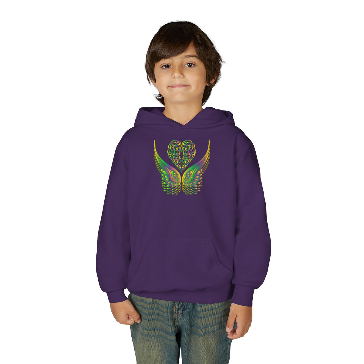 Youth Ethereal Heart and Wings Hoodie - Perfect for Nature Lovers