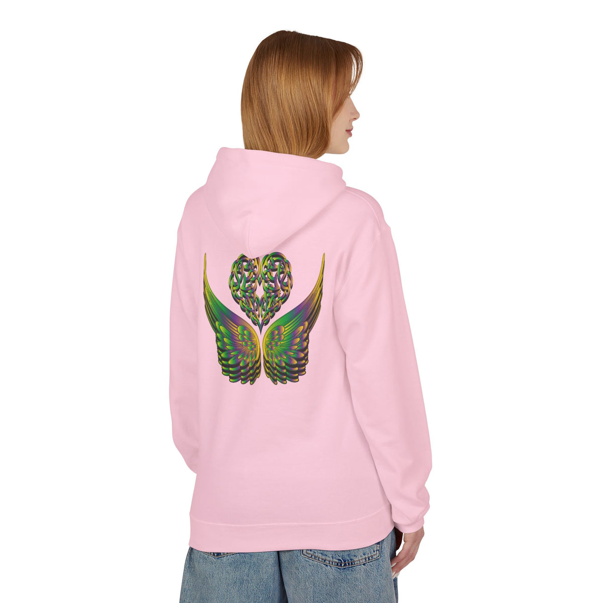 Ethereal Heart & Wings Design - Unisex Softstyle Fleece for All Occasions