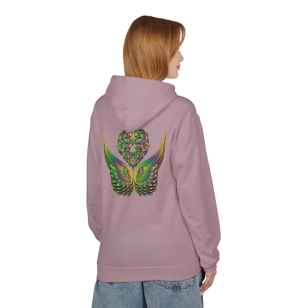 Ethereal Heart & Wings Design - Unisex Softstyle Fleece for All Occasions