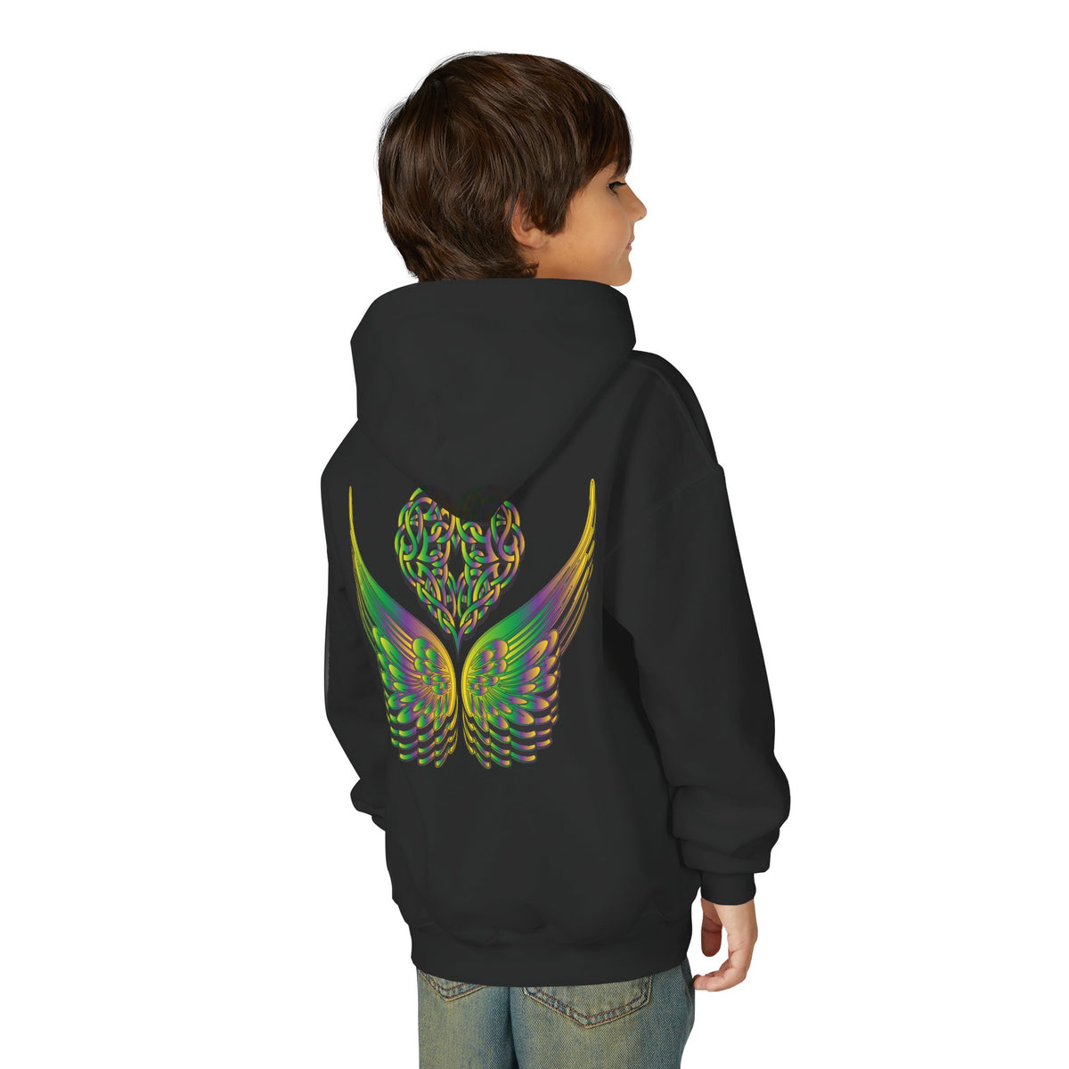 Youth Ethereal Heart and Wings Hoodie - Perfect for Nature Lovers