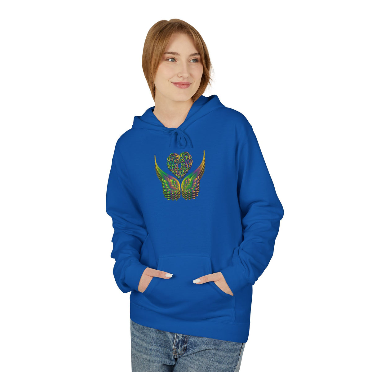 Ethereal Heart & Wings Design - Unisex Softstyle Fleece for All Occasions