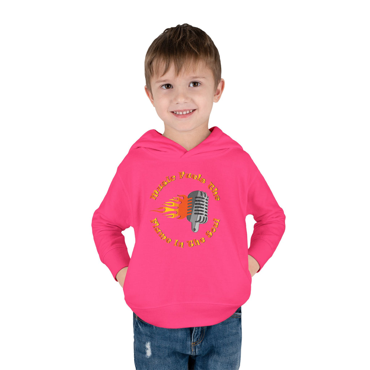 Toddler Retro Microphone Flame Graphic Tee Perfect for Young Musicians