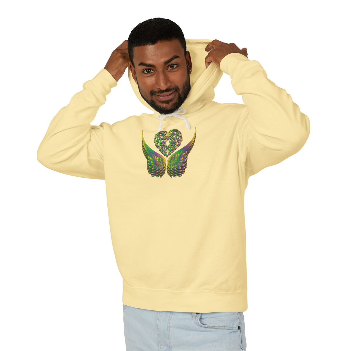 Ethereal Heart and Wings Hoodie for Nature Lovers - Lightweight™