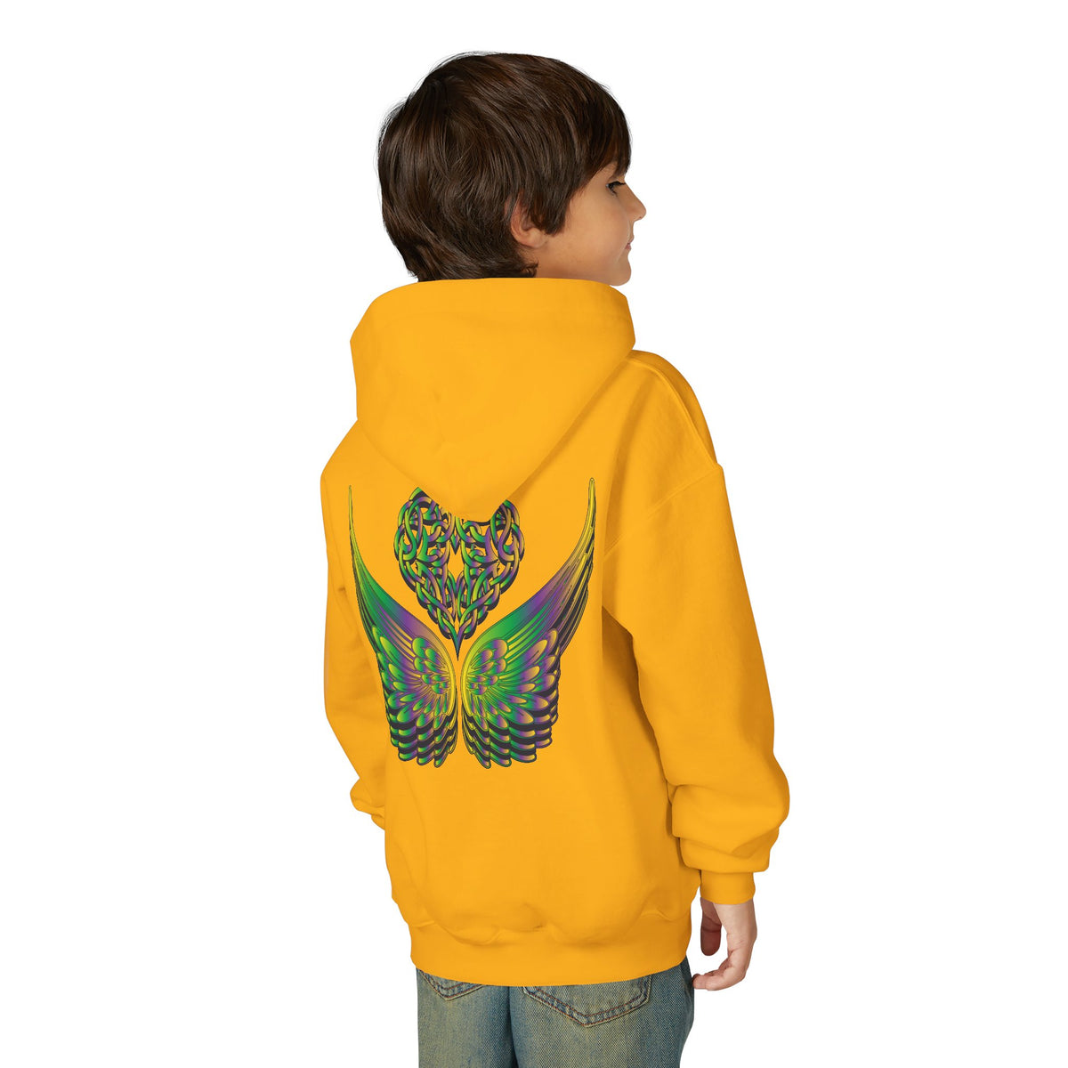 Youth Ethereal Heart and Wings Hoodie - Perfect for Nature Lovers