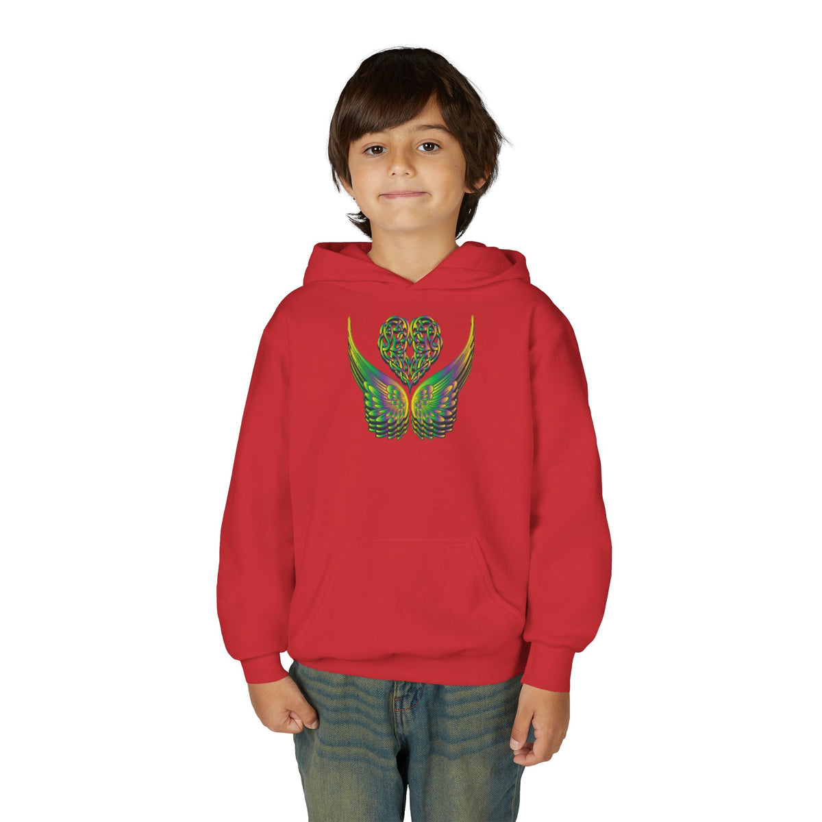 Youth Ethereal Heart and Wings Hoodie - Perfect for Nature Lovers