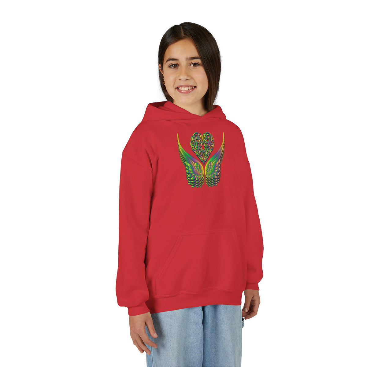 Youth Ethereal Heart and Wings Hoodie - Perfect for Nature Lovers