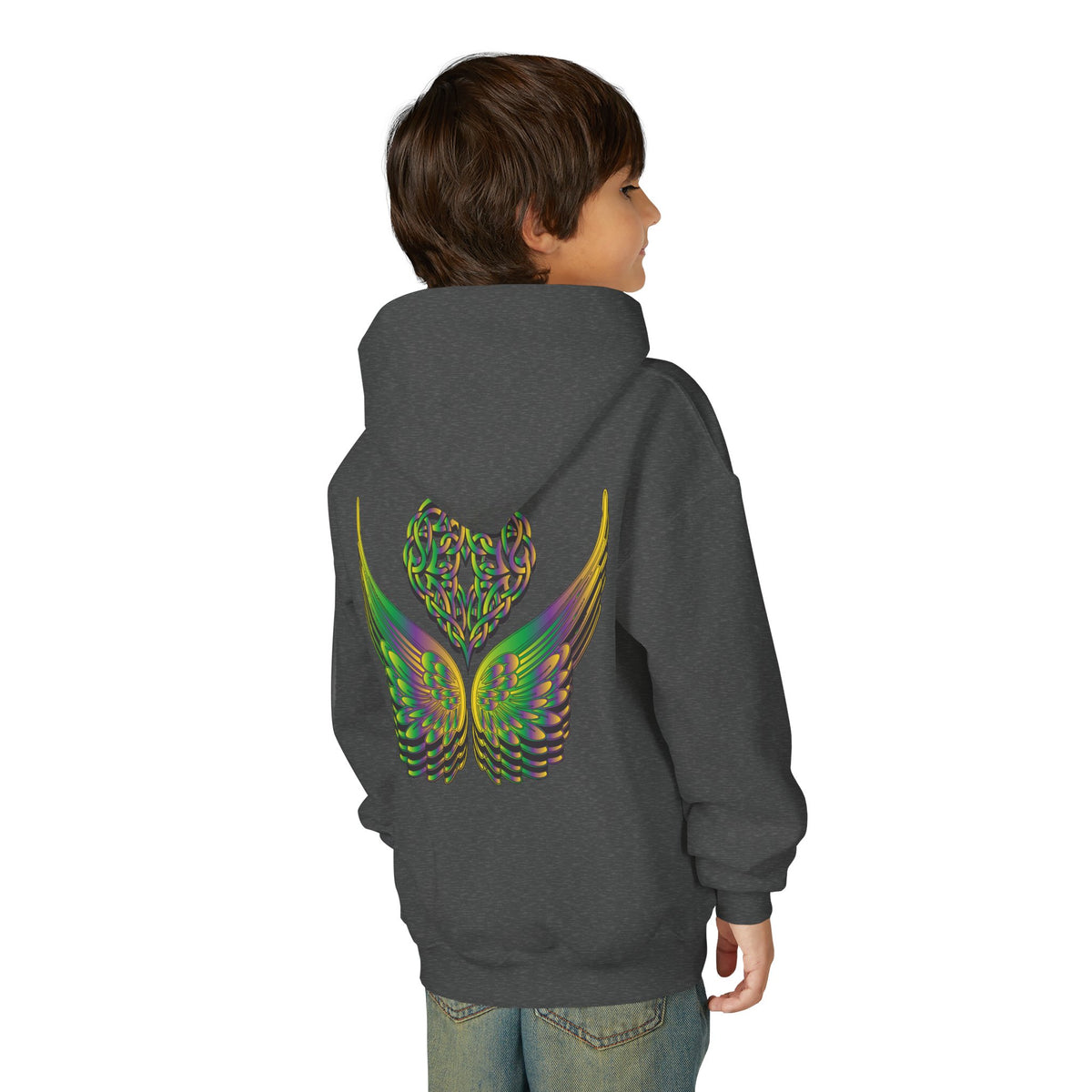 Youth Ethereal Heart and Wings Hoodie - Perfect for Nature Lovers