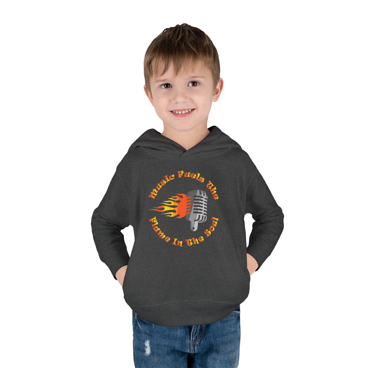Toddler Retro Microphone Flame Graphic Tee Perfect for Young Musicians