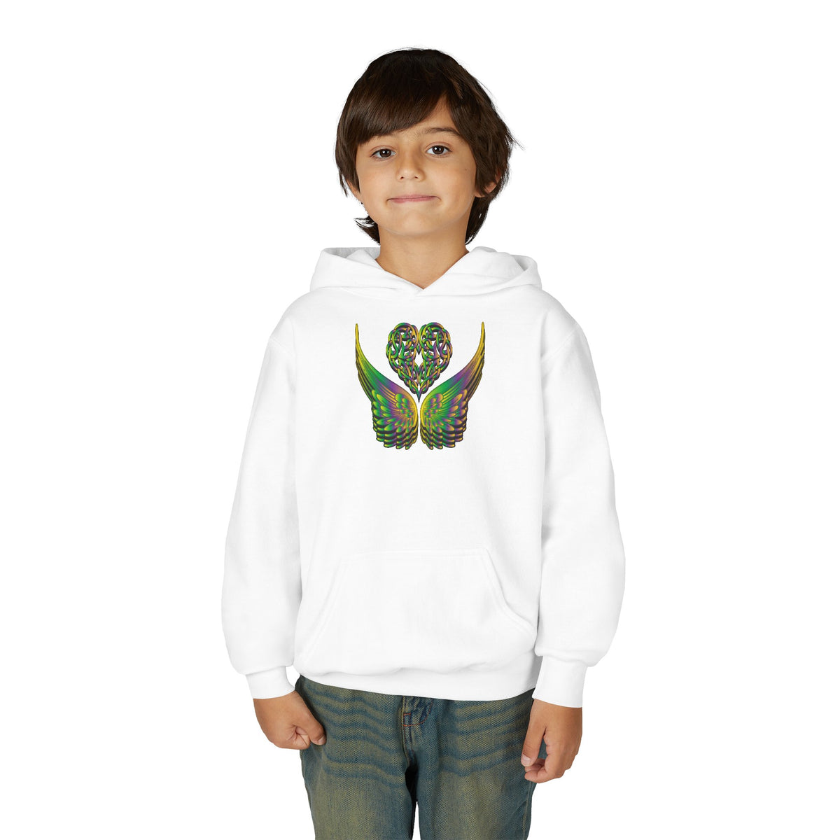 Youth Ethereal Heart and Wings Hoodie - Perfect for Nature Lovers