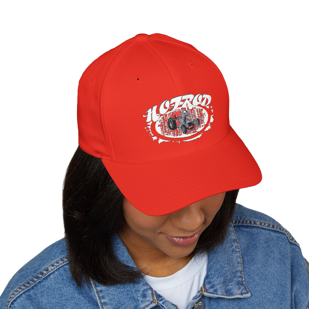 Retro Hotrod Design Embroidered Closed-Back Hat