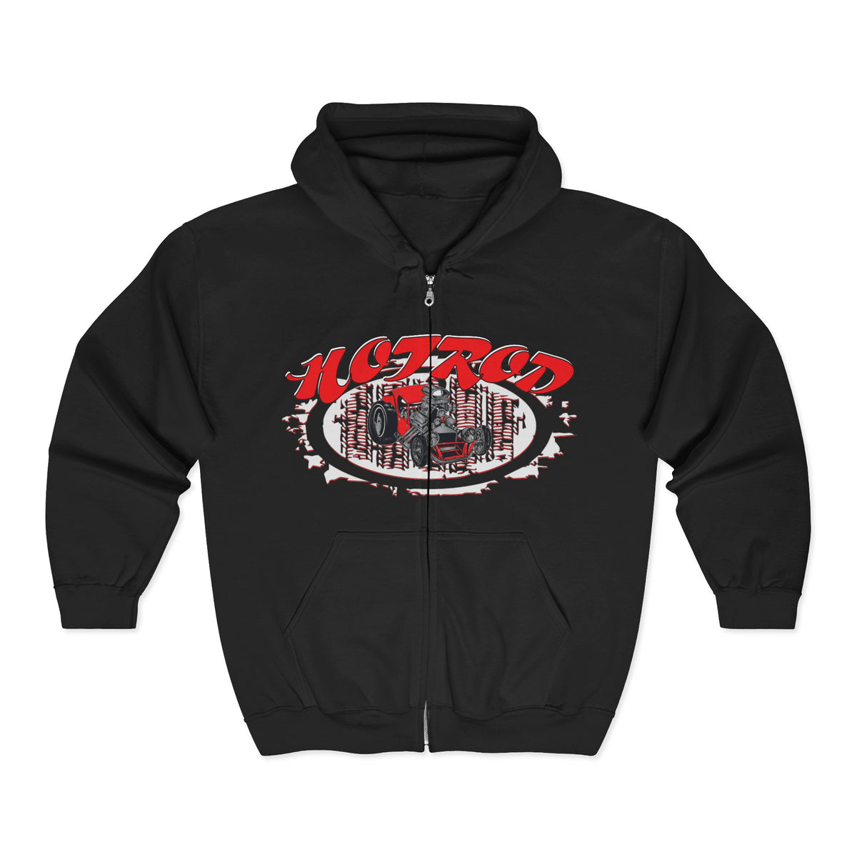 Retro Hotrod Hoodie for Classic Car Enthusiasts - Heavy Blend Full Zip Sweatshirt