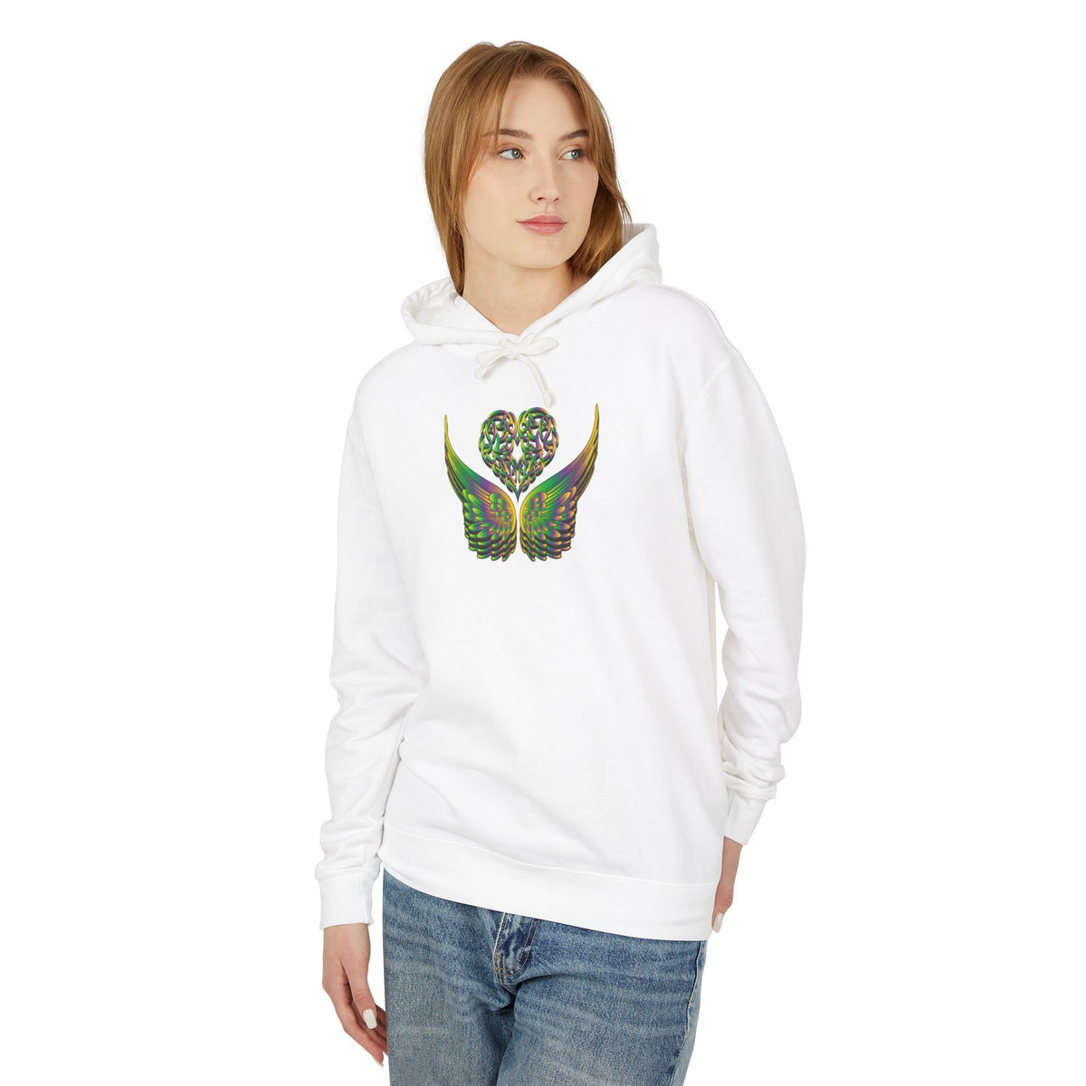 Ethereal Heart and Wings Hoodie for Nature Lovers - Lightweight™