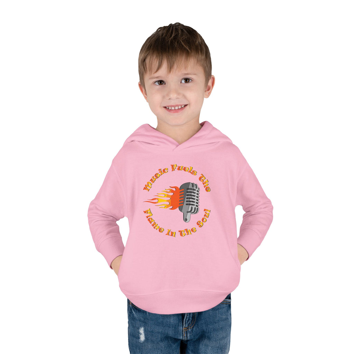 Toddler Retro Microphone Flame Graphic Tee Perfect for Young Musicians