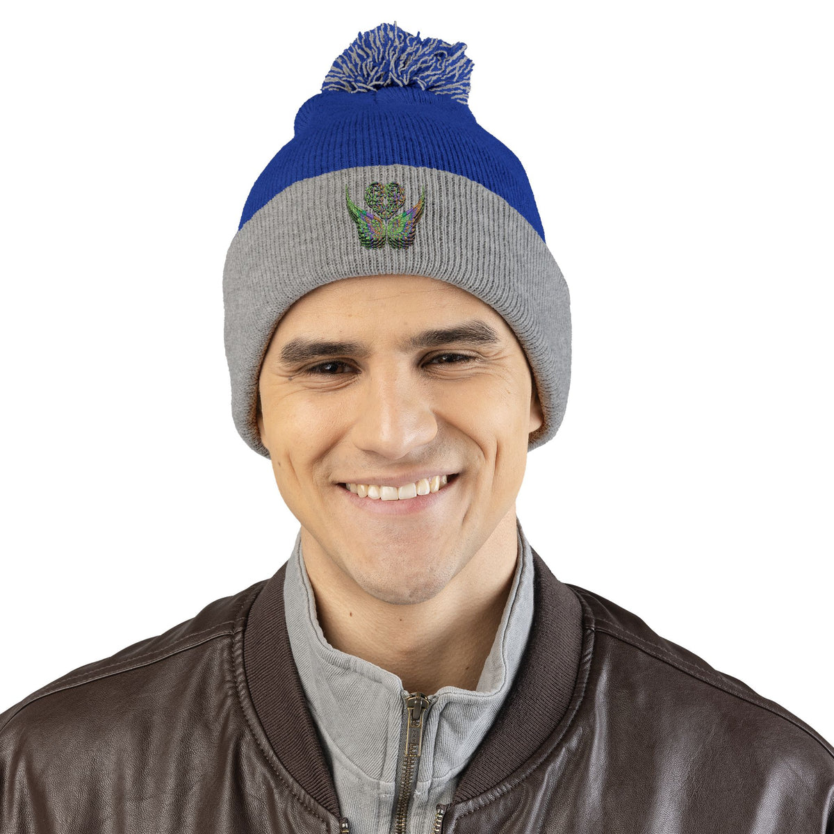Ethereal Heart and Wings Pom-Pom Knit Cap - Perfect for Winter Adventures