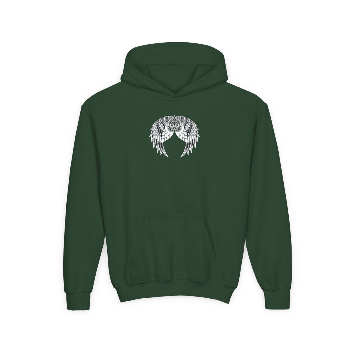 Youth Celtic Heart with Angel Wings Hoodie - Perfect for Nature Lovers