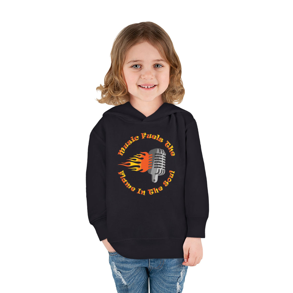 Toddler Retro Microphone Flame Graphic Tee Perfect for Young Musicians