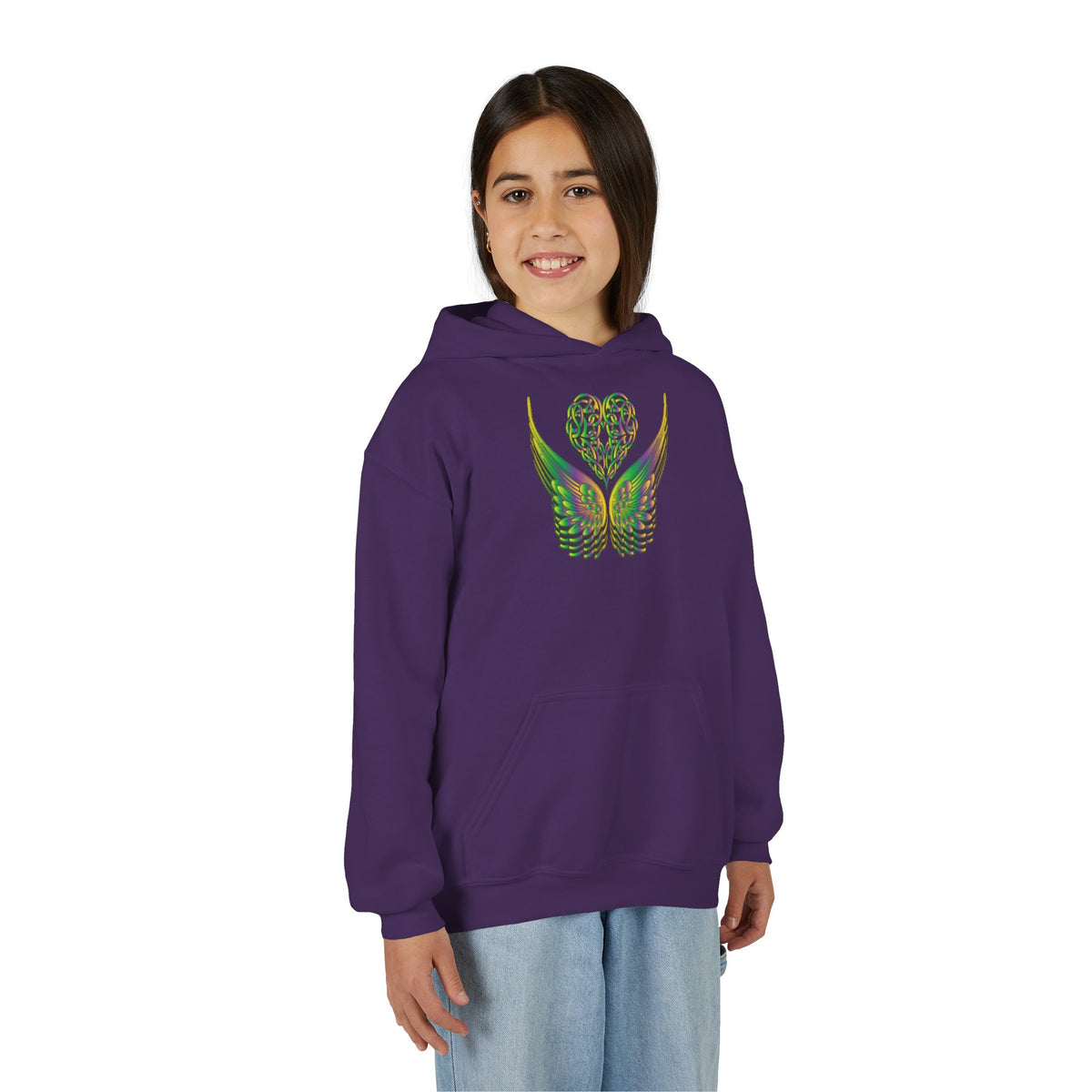 Youth Ethereal Heart and Wings Hoodie - Perfect for Nature Lovers