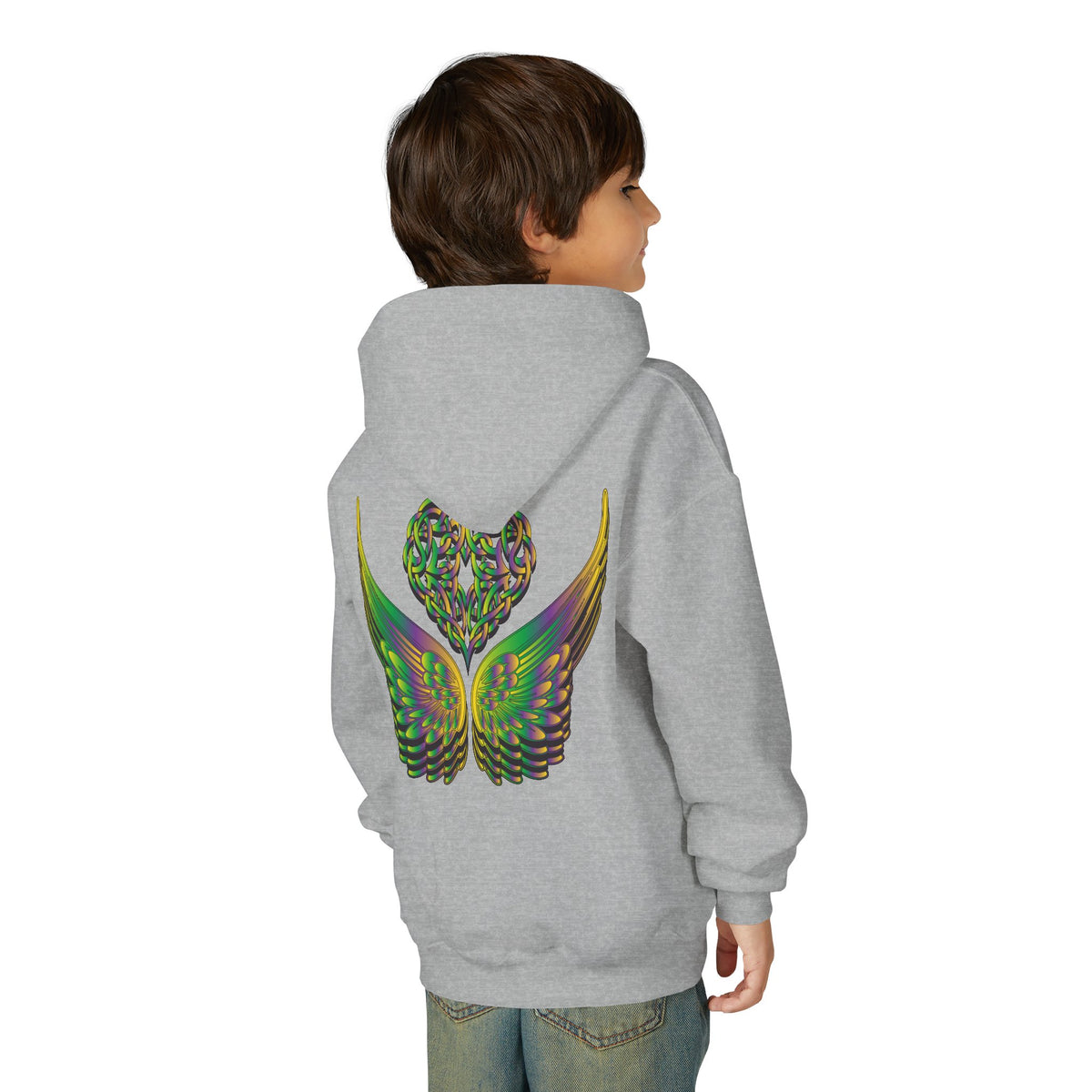 Youth Ethereal Heart and Wings Hoodie - Perfect for Nature Lovers