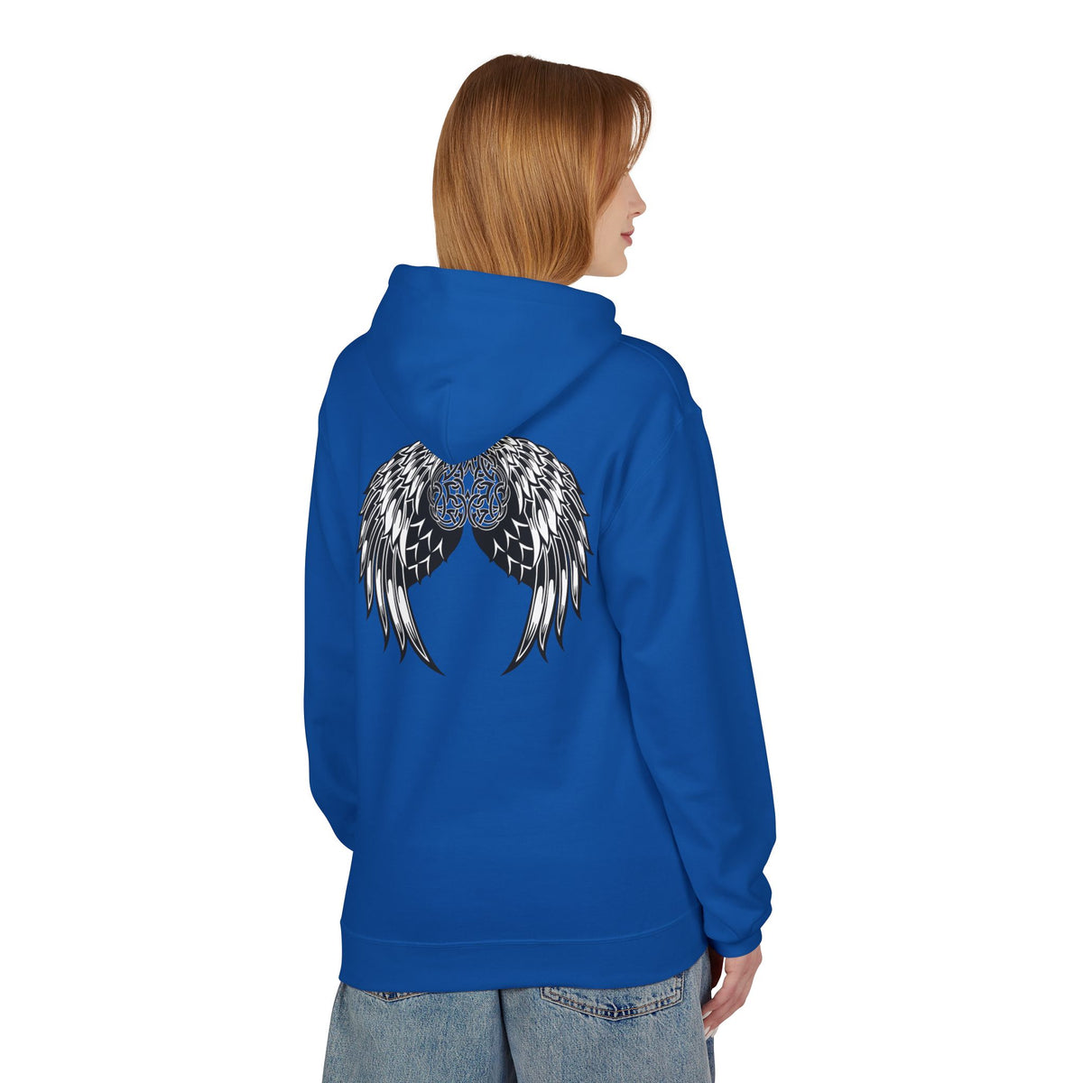 Celtic Heart with Angel Wings Graphic - Medium Weight Hooded Sweatshirt
