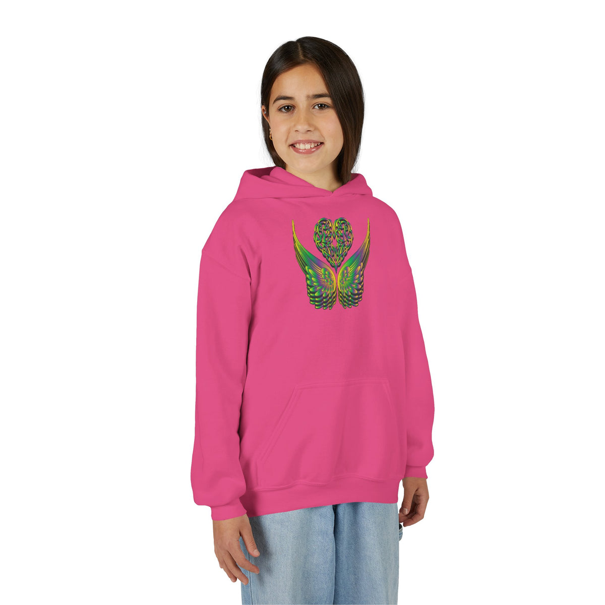 Youth Ethereal Heart and Wings Hoodie - Perfect for Nature Lovers