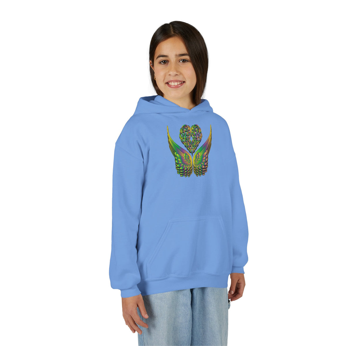 Youth Ethereal Heart and Wings Hoodie - Perfect for Nature Lovers