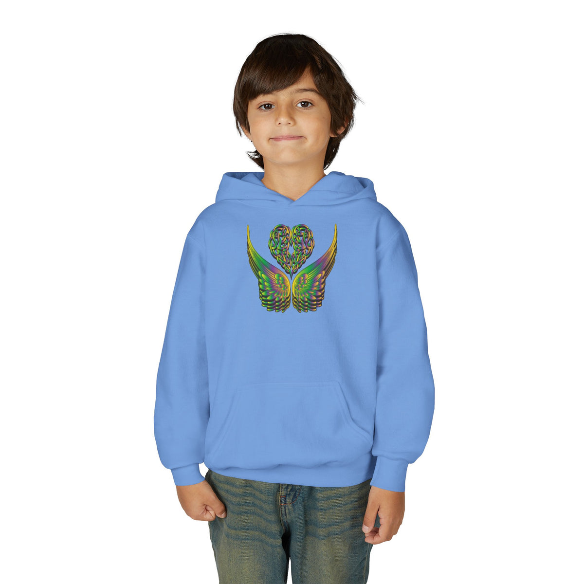 Youth Ethereal Heart and Wings Hoodie - Perfect for Nature Lovers