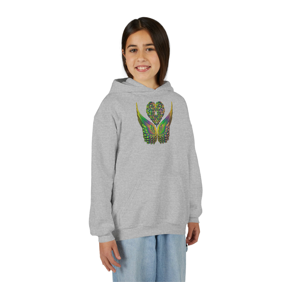 Youth Ethereal Heart and Wings Hoodie - Perfect for Nature Lovers