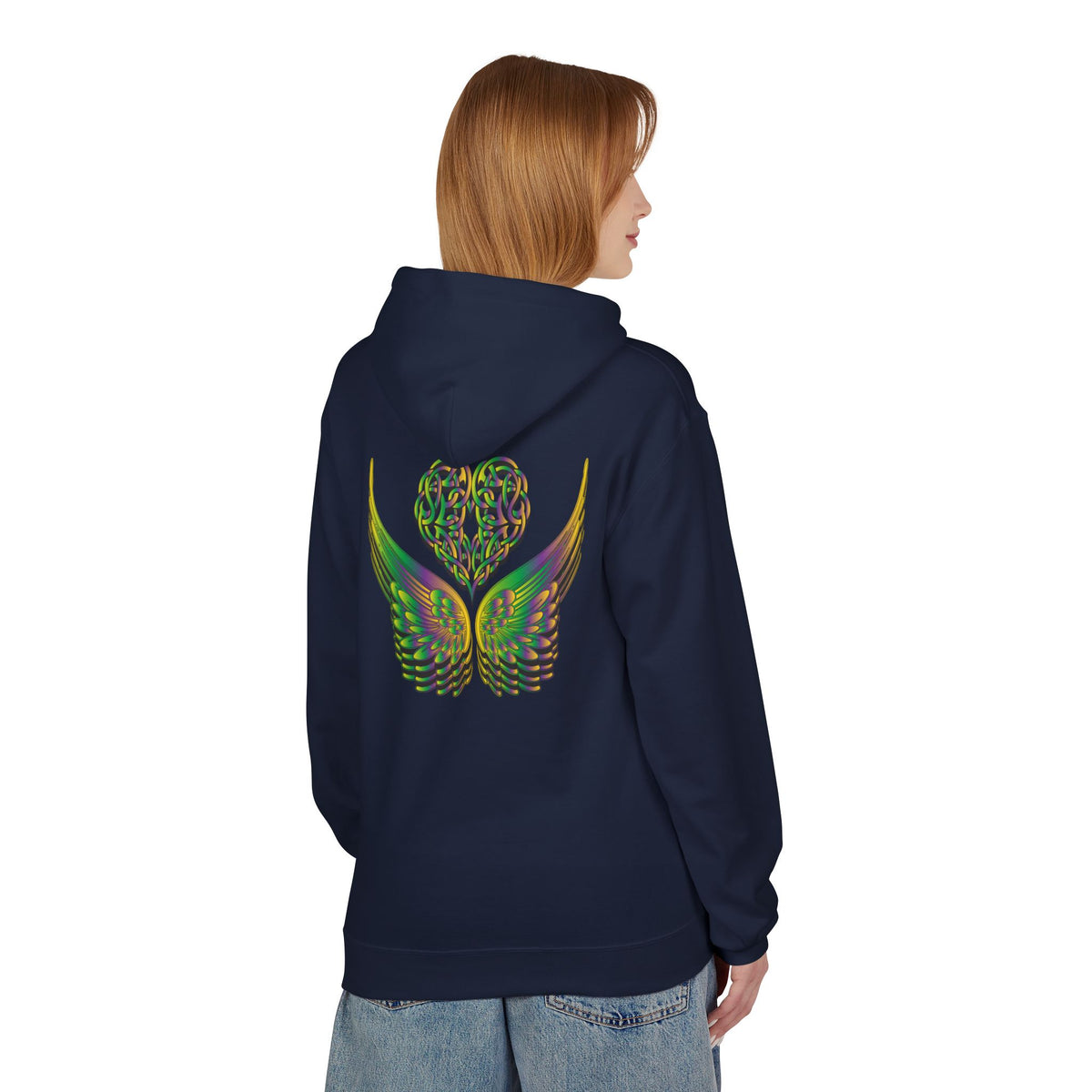 Ethereal Heart & Wings Design - Unisex Softstyle Fleece for All Occasions