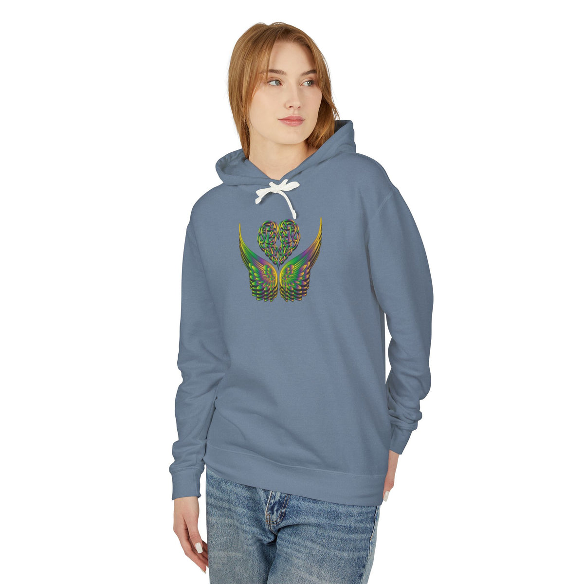 Ethereal Heart and Wings Hoodie for Nature Lovers - Lightweight™