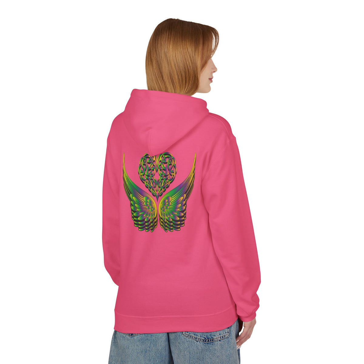 Ethereal Heart & Wings Design - Unisex Softstyle Fleece for All Occasions
