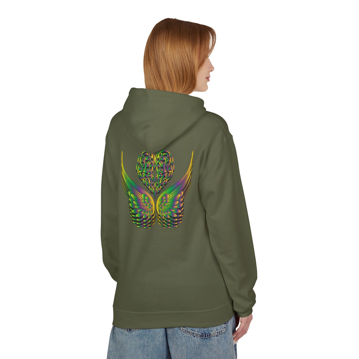 Ethereal Heart & Wings Design - Unisex Softstyle Fleece for All Occasions