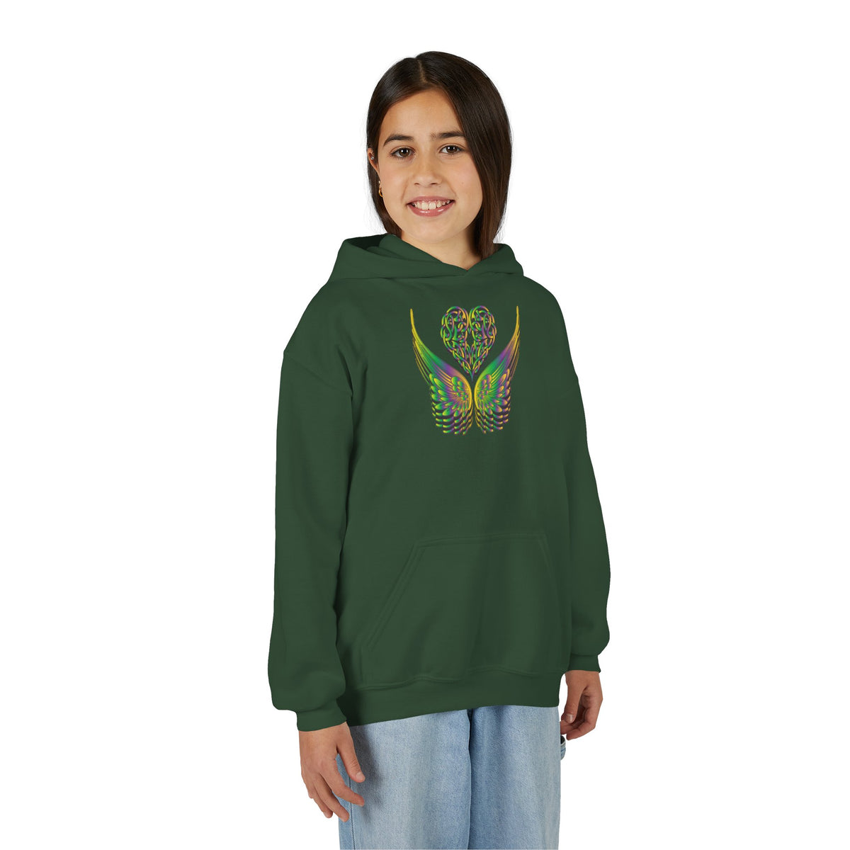 Youth Ethereal Heart and Wings Hoodie - Perfect for Nature Lovers
