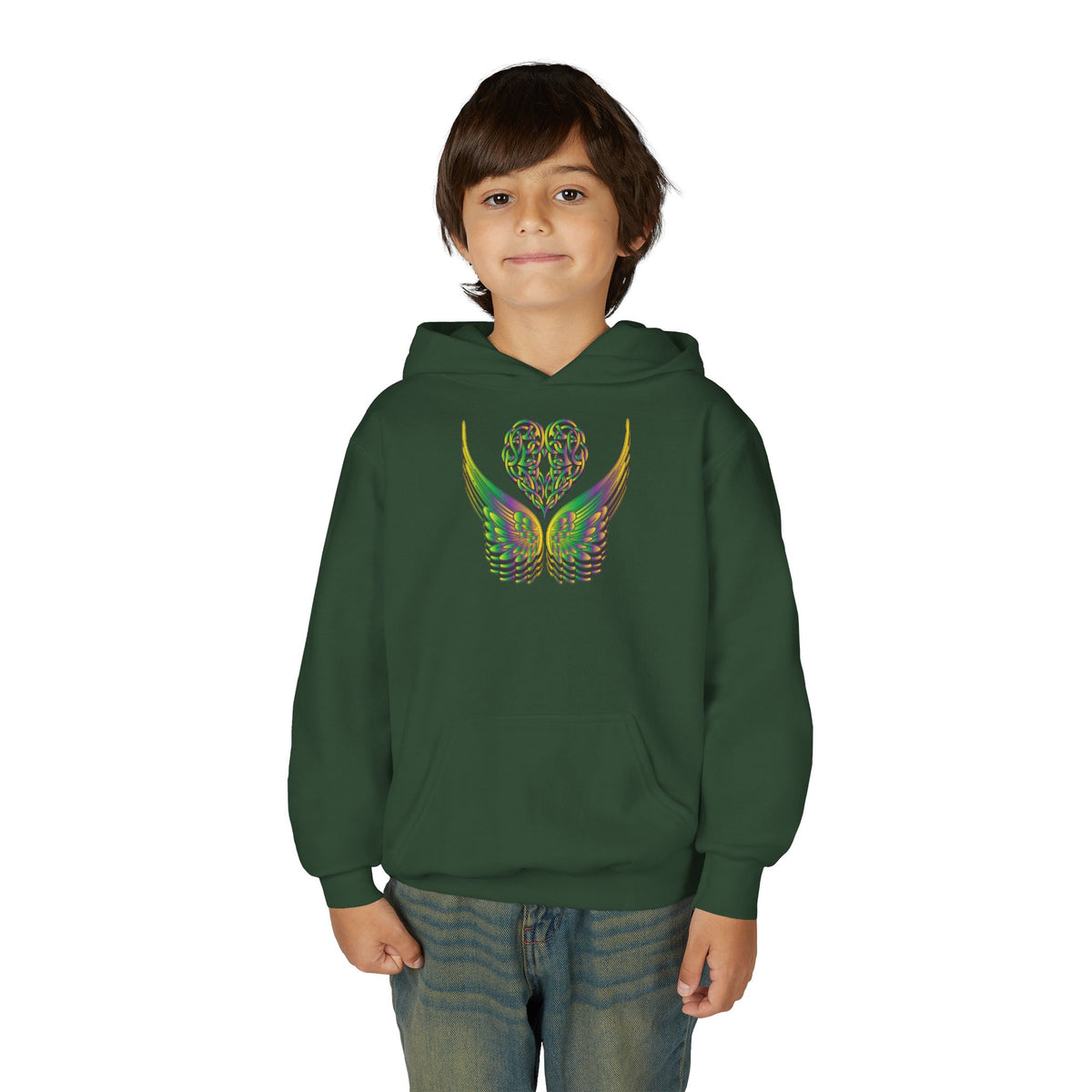 Youth Ethereal Heart and Wings Hoodie - Perfect for Nature Lovers