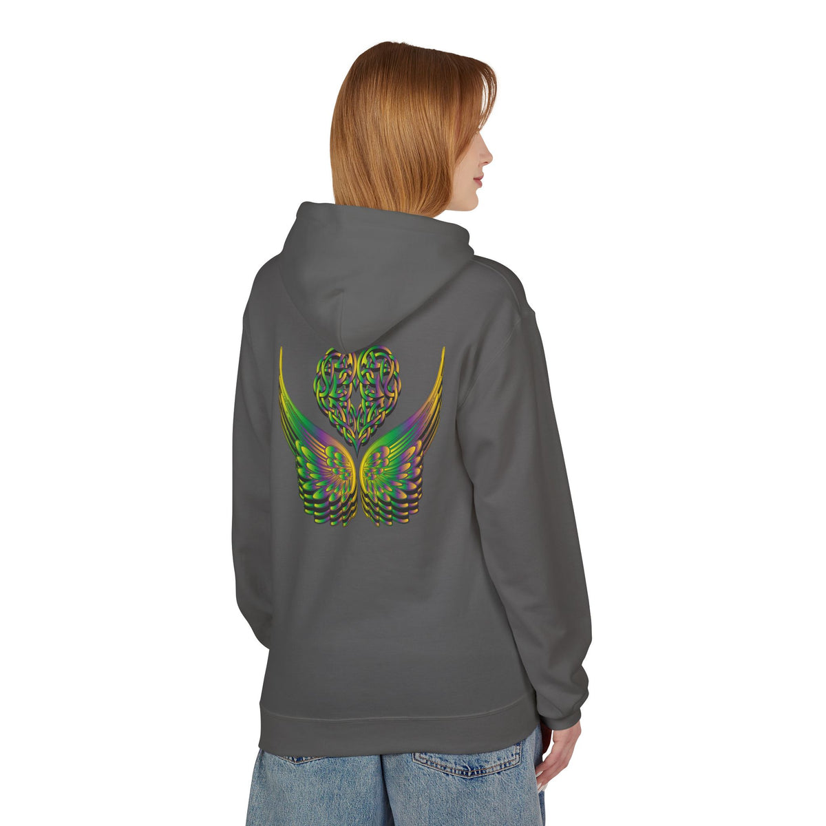 Ethereal Heart & Wings Design - Unisex Softstyle Fleece for All Occasions