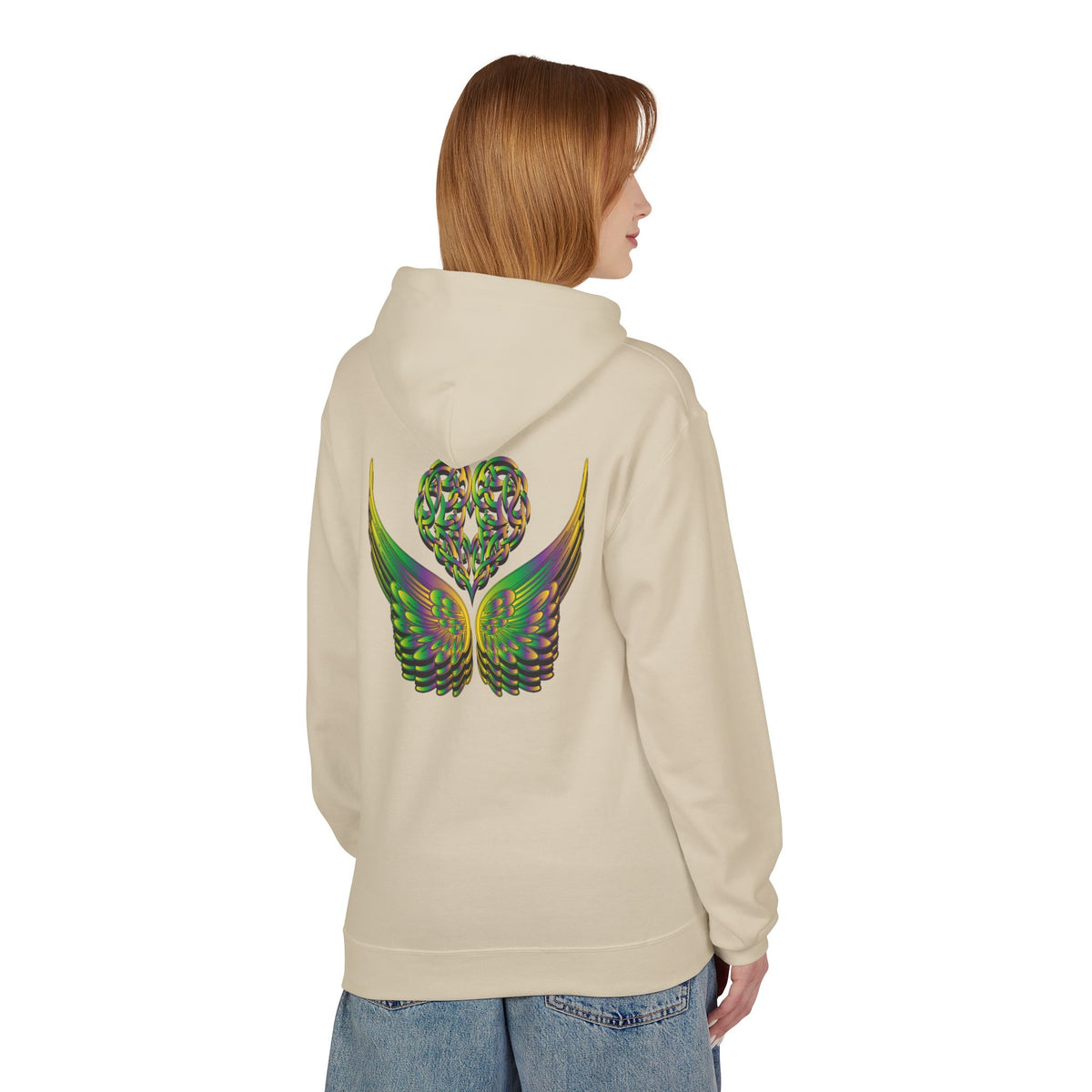 Ethereal Heart & Wings Design - Unisex Softstyle Fleece for All Occasions
