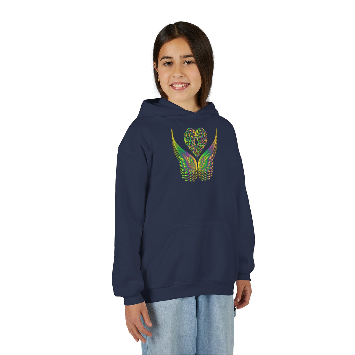 Youth Ethereal Heart and Wings Hoodie - Perfect for Nature Lovers